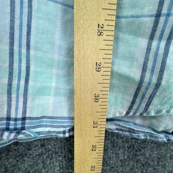 Brooks Brothers Irish Linen Shirt Mens Extra Large Blue Plaid Button Down - Picture 10 of 12